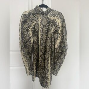 ROTATE BIRGER CHRISTENSEN
"KIM" DRESS WITH PYTHON PRINT AND VOLUMINOUS SHOULDERS